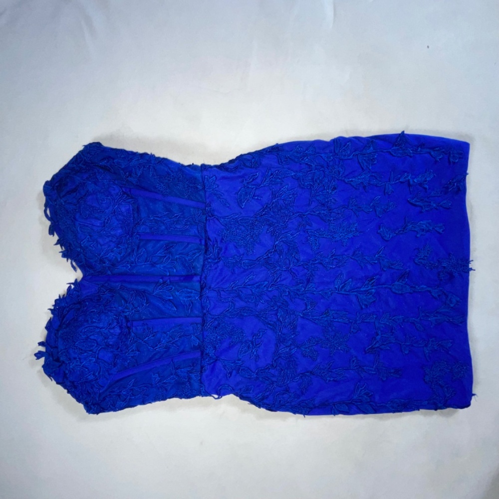 Never Worn Royal Blue Corset-Style Strapless Cocktail Dress Size 8 - Picture 9 of 10